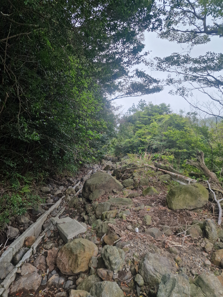 Piles of rock where there used to be a road