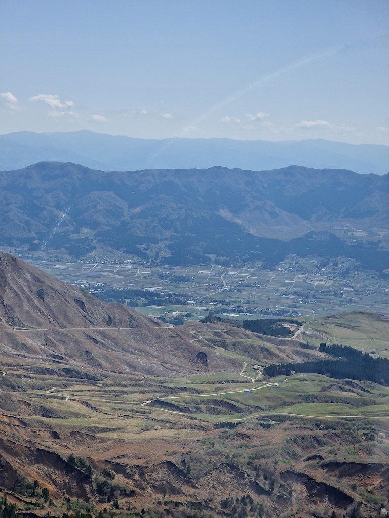 Roads climbing up towards Aso