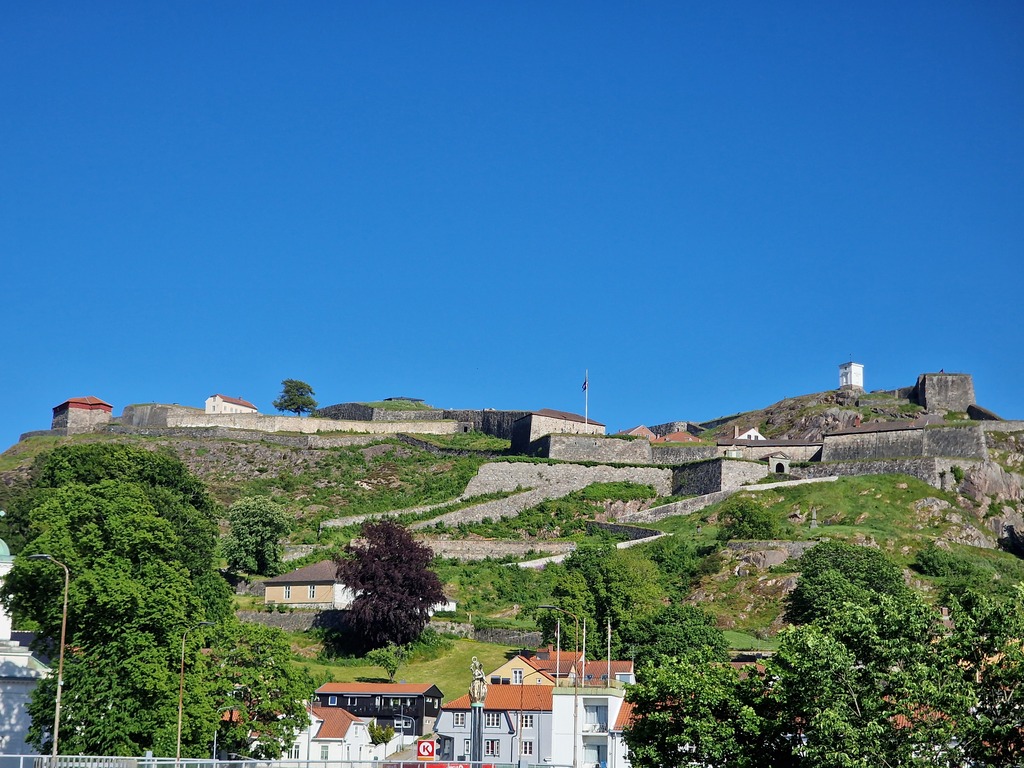 A huge fortress towering over the city.