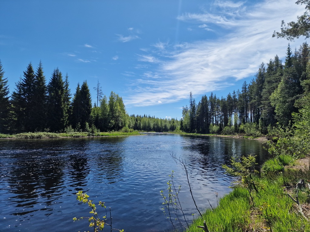 A silent river, mirroring the skies.